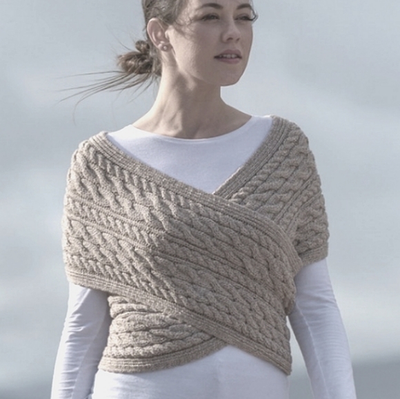 fisherman out of Ireland Sweaters - Fisherman ☘️Out of Ireland Crossover Aran Cable Wrap